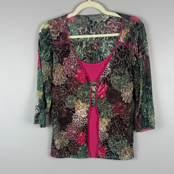 Per Una Casual Multicoloured Floral Patterned 3/4 Sleeve Top Size 10 - Picture 2 of 12